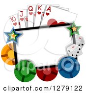 Poster, Art Print Of Blank Sign With Stars Casino Dice Poker Chips And Playing Cards
