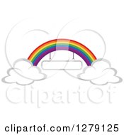 Clipart Of A Rainbow Arch With Clouds And A Hanging Blank Sign Royalty Free Vector Illustration