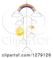 Poster, Art Print Of Rainbow Cloud Bird And Sun Baby Mobile