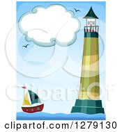 Poster, Art Print Of Cloud Frame Over A Lighthouse And Sailboat At Sea