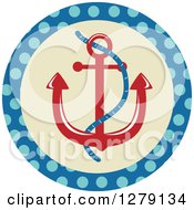 Poster, Art Print Of Nautical Maritime Anchor In A Polka Dot Circle