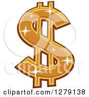 Clipart Of A Sparkly Golden Dollar Currency Symbol Royalty Free Vector Illustration by BNP Design Studio