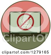 Clipart Of A Laptop Computer With A Restricted Shopping Cart Icon On The Screen Royalty Free Vector Illustration