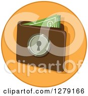 Poster, Art Print Of Secure Wallet With Cash On An Orange Circle