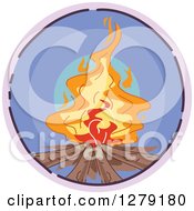Poster, Art Print Of Sketched Round Purple Campfire Icon