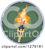 Poster, Art Print Of Sketched Round Green Torch Icon