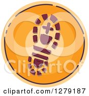 Sketched Round Orange Hiker Boot Footprint Icon