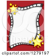 Poster, Art Print Of Film Strip Sign With Stars On Red