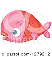 Poster, Art Print Of Cute Pink Fish In Profile