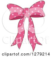 Clipart Of A Pink Polka Dot Bow Royalty Free Vector Illustration
