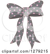 Clipart Of A Pink And Gray Polka Dot Bow Royalty Free Vector Illustration