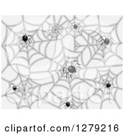 Clipart Of A Black Widow And Web Background Royalty Free Vector Illustration by BNP Design Studio