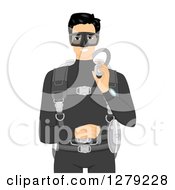 Poster, Art Print Of Young Asian Man In A Wet Suit And Scuba Gear