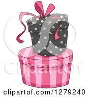 Poster, Art Print Of French Themed Striped And Polka Dot Gift Or Hat Boxes