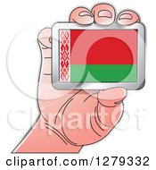 Poster, Art Print Of Caucasian Hand Holding A Belarusian Flag