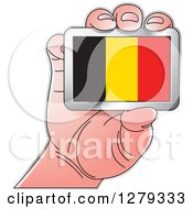 Caucasian Hand Holding A Belgian Flag