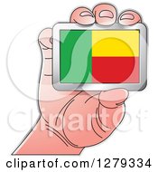 Poster, Art Print Of Caucasian Hand Holding A Beninese Flag