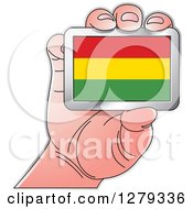 Poster, Art Print Of Caucasian Hand Holding A Bolivian Flag