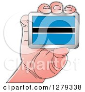 Poster, Art Print Of Caucasian Hand Holding A Batswana Flag