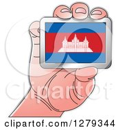 Poster, Art Print Of Caucasian Hand Holding A Cambodian Flag