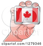 Poster, Art Print Of Caucasian Hand Holding A Canadian Flag