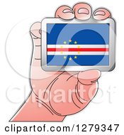 Poster, Art Print Of Caucasian Hand Holding A Cabo Verdean Flag