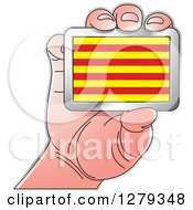 Poster, Art Print Of Caucasian Hand Holding A Catalonian Flag