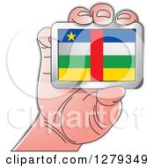 Poster, Art Print Of Caucasian Hand Holding A Central African Flag