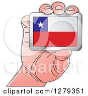 Poster, Art Print Of Caucasian Hand Holding A Chilean Flag