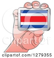 Caucasian Hand Holding A Costa Rican Flag