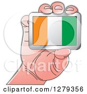 Poster, Art Print Of Caucasian Hand Holding An Ivorian Flag