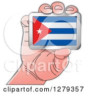 Caucasian Hand Holding A Cuban Flag