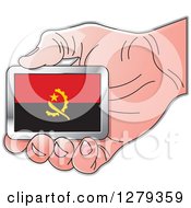 Poster, Art Print Of Caucasian Hand Holding An Angolan Flag