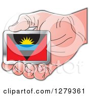 Poster, Art Print Of Caucasian Hand Holding An Antiguan Flag