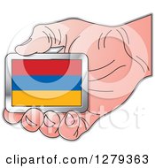 Caucasian Hand Holding An Armenian Flag