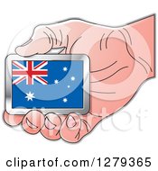 Poster, Art Print Of Caucasian Hand Holding An Australian Flag