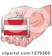 Poster, Art Print Of Caucasian Hand Holding An Austrian Flag