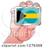 Poster, Art Print Of Caucasian Hand Holding A Bahamas Flag