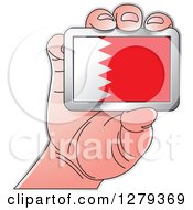 Poster, Art Print Of Caucasian Hand Holding A Bahraini Flag