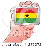 Poster, Art Print Of Caucasian Hand Holding A Ghanaian Flag