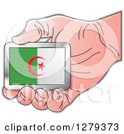 Caucasian Hand Holding An Algerian Flag