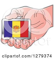 Poster, Art Print Of Caucasian Hand Holding An Andorran Flag