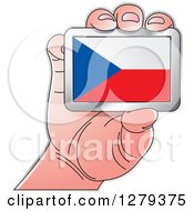 Poster, Art Print Of Caucasian Hand Holding A Czech Flag