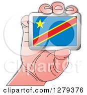 Poster, Art Print Of Caucasian Hand Holding A Republic Of Congo Flag