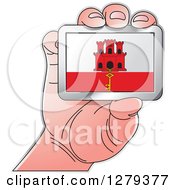 Poster, Art Print Of Caucasian Hand Holding A Gibraltarian Flag