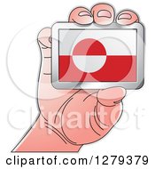 Poster, Art Print Of Caucasian Hand Holding A Greenland Flag