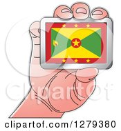 Poster, Art Print Of Caucasian Hand Holding A Grenada Flag