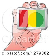 Poster, Art Print Of Caucasian Hand Holding A Guinea Flag