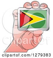 Poster, Art Print Of Caucasian Hand Holding A Guyanese Flag