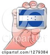 Poster, Art Print Of Caucasian Hand Holding A Honduras Flag